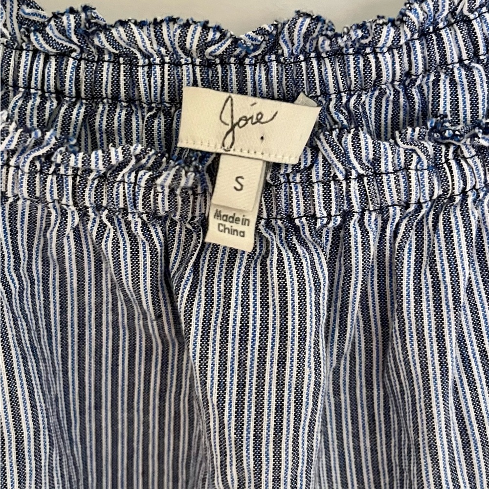 Joie Off the Shoulder Striped Peasant Top, Blu & White, S